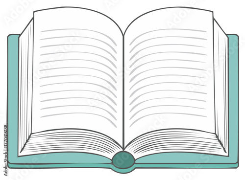 Open book with blank pages. Illustration of reading and education concept.