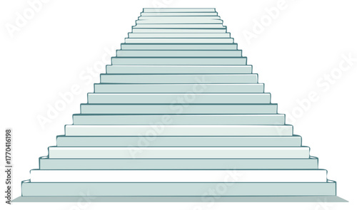 Endless Steps Leading Upward Symbolic of Challenges and Progress in Simple Minimalist Style with Dreamy Shades of Pale Green