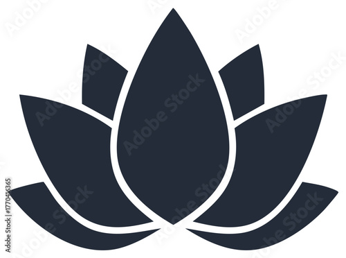 Minimalist lotus flower icon symbol for yoga spa and meditation graphic design