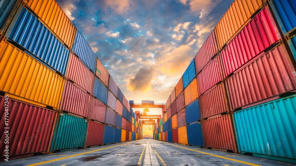 Fototapeta premium Stunning night view of bess containers beautifully illuminated against a dark, starry sky backdrop