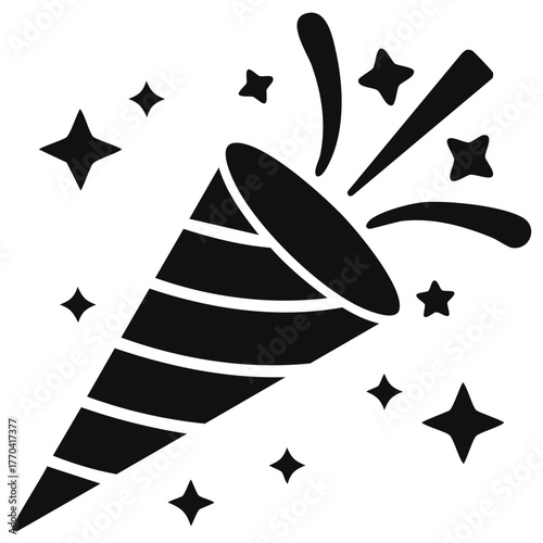 Celebration Poppers and Stars Icon Vector