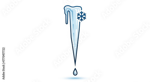 Illustration of an icicle with a snowflake, , symbolizing cold weather and winter season