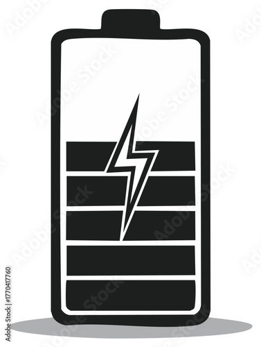 Battery Indicator with Energy Bolt Symbol:  Power Source,  Charging Capacity,  Technology Icon