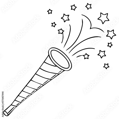 Party favor popper with stars illustration festive celebration.