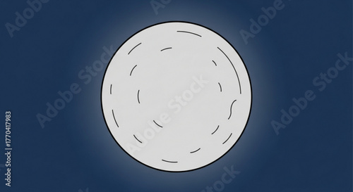 Illustration of a full moon with a dark blue background, creating a serene and celestial atmosphere in a simple and minimalist style