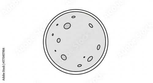 Illustration of a full moon, showcasing its craters and surface details in a clean and minimalist design