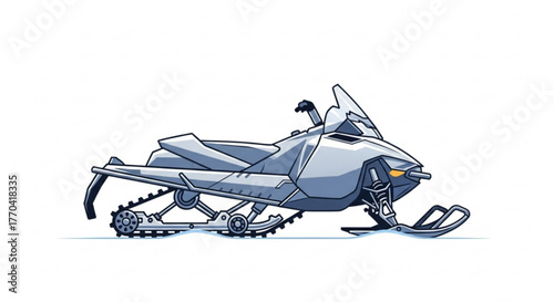 A sleek and modern snowmobile glides across a pristine, ready for winter adventures
