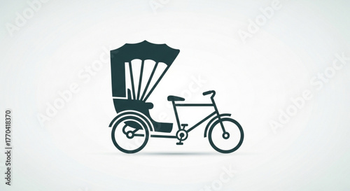 A simple and elegant silhouette of a traditional rickshaw, a symbol of transportation and culture