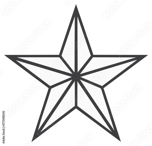 Stylized five pointed star graphic with geometric lines representing quality achievement and navigation icon