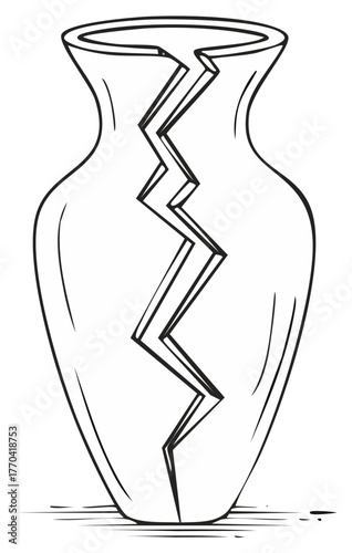 Illustration of a cracked vase with a zigzag fracture down the middle