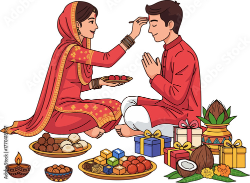 Bhai Dooj celebration illustration