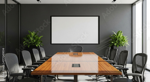 mock up tv screen in meeting room interior background