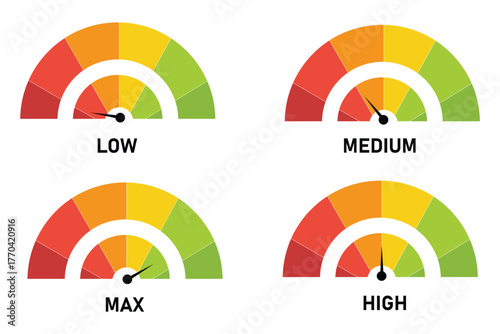 speedometer icons. Performance indicator sign. Car speed. Fast internet speed sign. Rating meter signs