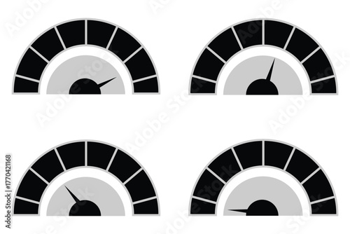 speedometer icons. Performance indicator sign. Car speed. Fast internet speed sign. Rating meter signs
