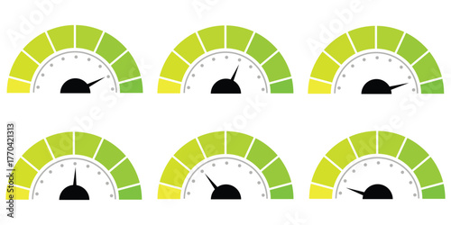 Speedometer, tachometer icon. Speed indicator sign. Gauge icon for speed control and measurement. Speedometer vector illustration