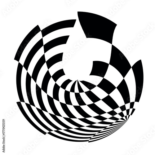 op art modern circle background, creative geometric dynamic pattern, symbol, sign, vector design element