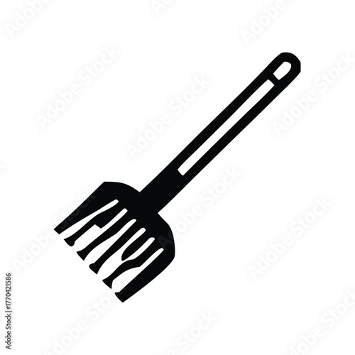 Black garden rake silhouette icon, perfect for gardening, farming, agriculture, and related concepts