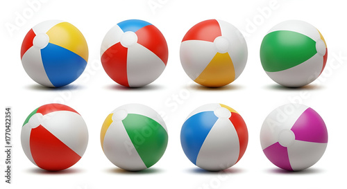 Free Download Collection of Colorful Beach Balls on White Background - GFXLoad