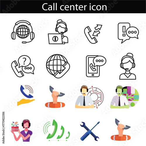 Customer Care  icon collection set. Containing design customer support,customer care,customer question,live chat support, customer service Simple line vector.