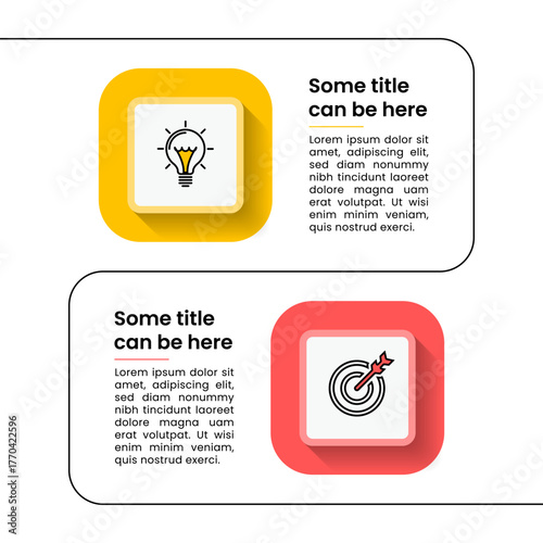 Infographic template. 2 squares with line and icons