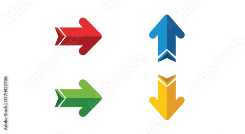 Four brightly colored arrows pointing in different directions on white background