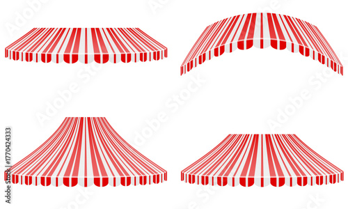 striped sunshade canopy from rain and sun vector illustration isolated object icons