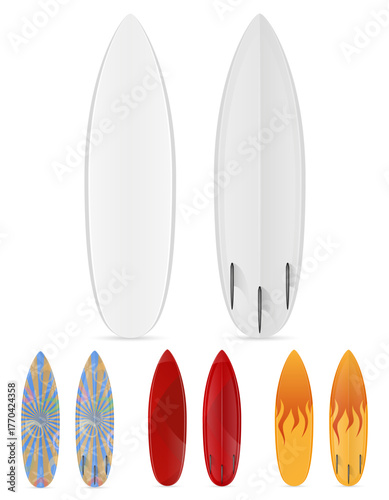surfboard for surf extreme sport vector illustration isolated object icons