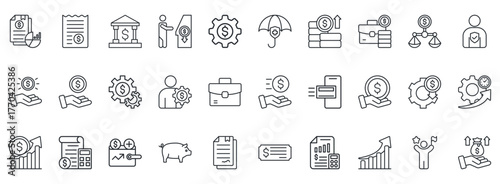 Personal Finance Icon Set. Contains Icons That Are Relevant For Business. Designed In Vector Outline Style