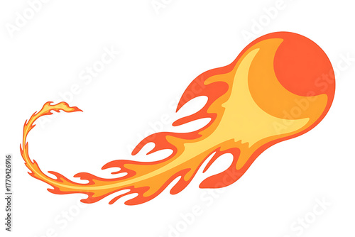 Dynamic flame shape bursts with energy, conveying motion and fiery intensity.