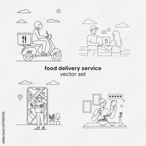 Food delivery service with courier and digital ordering process