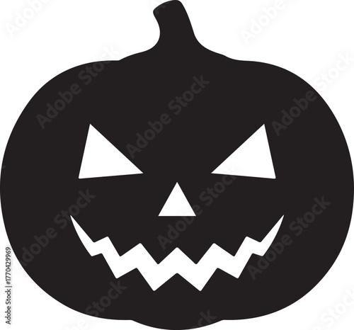 Spooky halloween jack o lantern silhouette icon scary face autumn holiday celebration