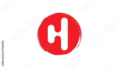 Creative Japanese Chinese Inspired Letter H Logo in cyrcle design template