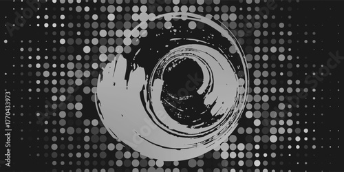 Black and yellow abstract background with halftone dot style. simple art modern brush design dirty abstract