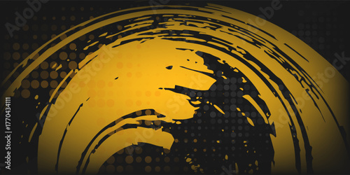 Black and yellow abstract background with halftone dot style. simple art modern