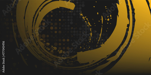 Black and yellow abstract background with halftone dot style. simple art modern brush