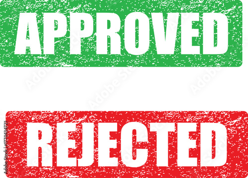 Approved and Rejected Grunge Stamp Set – Distressed Rubber Seal Labels for Office, Business, and Document Us