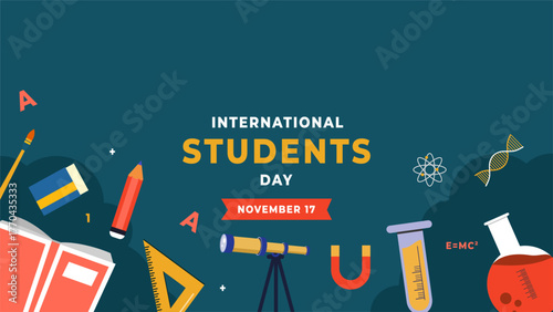 International student day flyer illustration