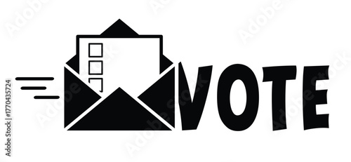 Slogan Vote  with checkmark symbol. Election Day. Political, campaign concept. Check List. Elections, of the first or second chamber elections. Referendum or politic concept. Check mark icon