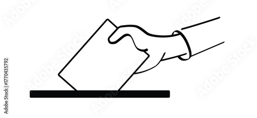 Entering ballots in the box, vote concept. Election Day. Hand putting voting paper into the ballot box. Referendum or politic concept. Political, campaign concept. Voting Box