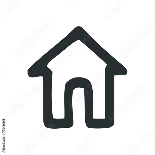 Simple and charming hand-drawn outline of a house, perfect for representing home, real estate, or architectural concepts with a personal touch