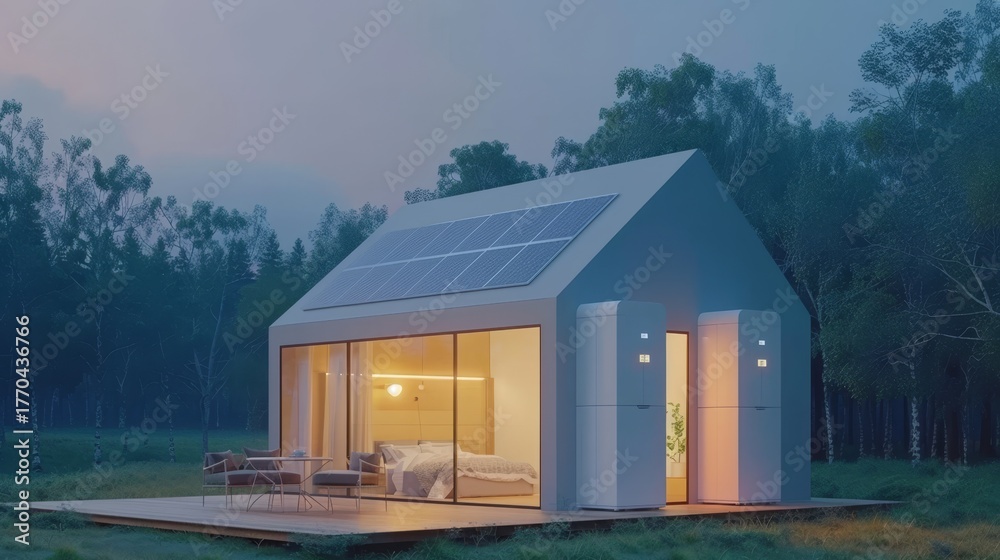 Obraz premium Alternative electric energy storage systems for smart homes using battery packs for clean energy