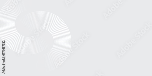 Abstract white glowing geometric lines on gray background. Modern shiny blue circle lines pattern. Futuristic technology concept. Suit for cover, poster, eps10
