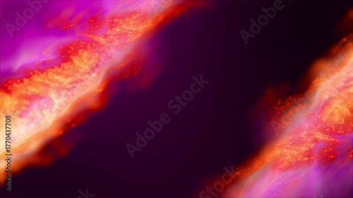 Dynamic Abstract Energy Flow with Fiery Red and Orange Hues on a Dark Purple Background, Illustrating Vibrant Motion and Intense Heat, Suitable for Backgrounds and Design Elements