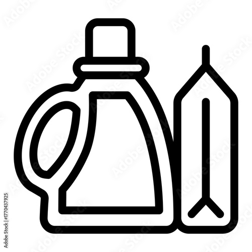 Powder and moisturizer bottle line icon, washing concept. Vector graphics. Detergent for washing clothes, laundry sign on white background, style icon mobile or web design.