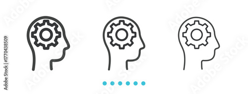 Brain Settings icon. Thin line icon vector