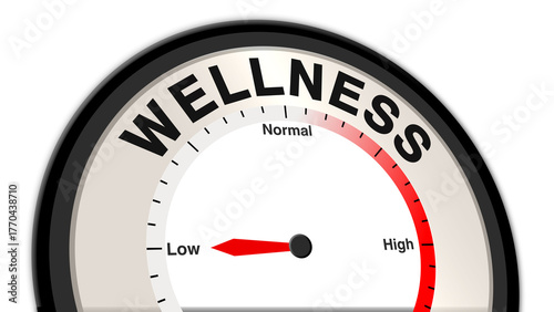 Photos Wellness at low levels on a barometer or tachometer, showing signs of fatigue, s