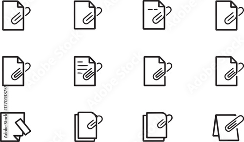 Collection of document with paperclip icons
