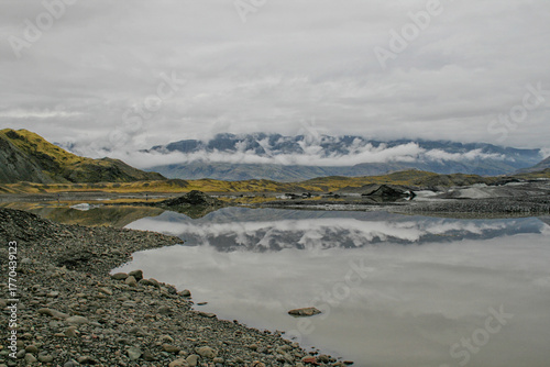 glacier with lake