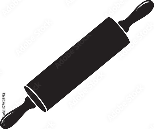 Rolling pin vector icon, rolling pin silhouette vector, rolling pin  silhouette vector illustration isolated on white background