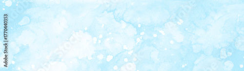 Abstract blue watercolor texture background with bokeh effect, beautiful blue watercolor background with glitter particles, light blue bokeh background for design,  snowflakes floating randomly.